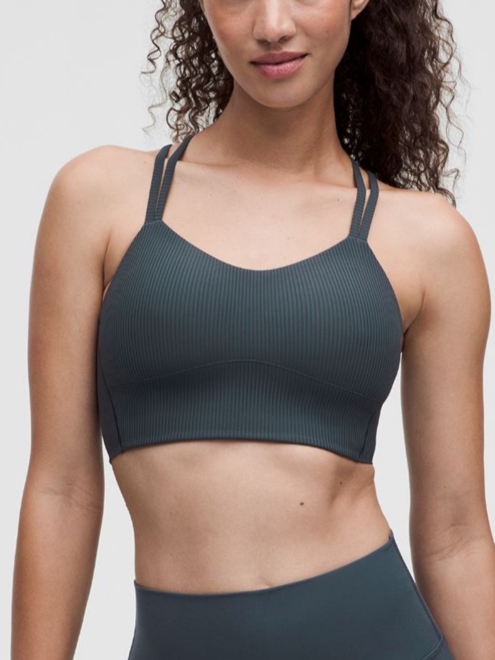 Lululemon Like a Cloud Ribbed Longline Bra Size 8 B/C Indochine Blue